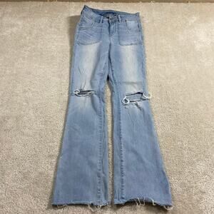American Eagle Kick Boot Jeans Womens 4 Blue Stretch Bootcut Denim Distressed